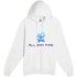 Oatmeal Heather hoodie featuring the bold blue All Day Fire Outfitters logo. Soft, outdoor-ready campfire hoodie designed for comfort and family adventures.