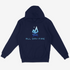Navy blue hoodie featuring the original All Day Fire Outfitters logo. Comfortable outdoor apparel built for warmth and family time.