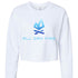 White cropped crewneck featuring the All Day Fire Outfitters classic logo. Lightweight women’s sweatshirt perfect for outdoor adventures and camping.