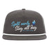 Grey and white rope snapback with Split Early Stay All Day slogan and All Day Fire logo. Lightweight summer hat for camping and boating.