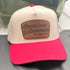 Cream and red American Summer snapback cap featuring a genuine leather patch by All Day Fire Outfitters for camping, campfires, lake days, and patriotic summer adventures.

I actually think this may end up being one of your best-selling hats. The cream and red color combination has a classic Americana feel without looking overly patriotic, so people will wear it well beyond the Fourth of July.