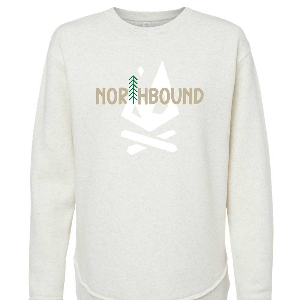 Northbound women's crewneck by All Day Fire Outfitters featuring a minimalist Northbound design inspired by Michigan's outdoor lifestyle.