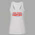 White Stars Stripes and Campfires women's racerback tank by All Day Fire Outfitters featuring a patriotic camping graphic.