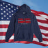 Navy Stars Stripes and Campfires hoodie featuring patriotic camping graphic by All Day Fire Outfitters
